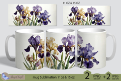 Irises mug Sublimation|flowers mug 11oz 15oz| Flora mug Product Image 1