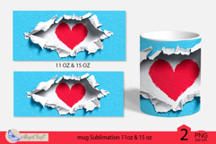 Valentines day mug wrap|red heart mug wrap torn paper Product Image 2