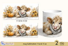 Thanksgiving cow mug Sublimation|Pumpkin mug 11oz 15oz calf Product Image 2