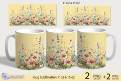 Mug wrap Sublimation|flowers mug 11oz 15oz| wildflowers mug Product Image 1