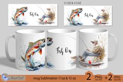 Fish On mug Sublimation| fisherman mug wrap 11 15oz fishing Product Image 1