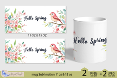 Hello Spring mug Sublimation| mug wrap 11 15oz| birds mug Product Image 2