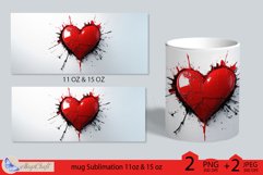 Valentines day mug Sublimation|red hearts mug 11 oz 15 oz Product Image 2