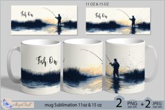 Fish On mug Sublimation| fisherman mug wrap 11 15oz fishing Product Image 1