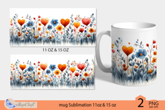 Valentines day mug Sublimation|hearts mug warp 11oz 15oz Product Image 2