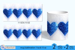 Valentines day mug Sublimation|blue hearts mug 11 oz 15 oz Product Image 2