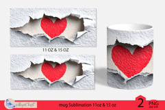 Valentines day mug wrap|red heart mug wrap torn paper Product Image 2