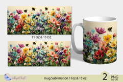 Wildflowers mug Sublimation|flowers mug 11oz 15oz| Flora mug Product Image 2