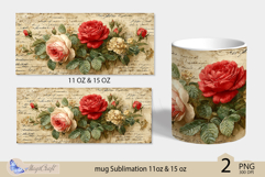 Roses mug Sublimation|flowers mug 11oz 15oz| Flora mug png Product Image 2