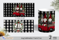 Gnomes Mug Christmas Sublimation| Red truck Mug Wrap Buffalo Product Image 2