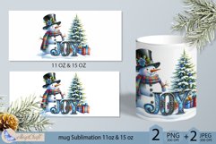 Christmas snowman JOY Mug| Design - Mug Wrap 11oz 15oz| JOY Product Image 1
