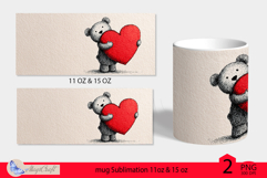 LOVE mug wrap Sublimation|teddy bear mug wrap|hearts decor Product Image 2