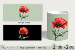Red Poppies mug Sublimation|flowers mug 11oz 15oz| Flora mug Product Image 2