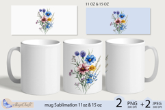 Mug wrap Sublimation|flowers mug 11oz 15oz| wildflowers mug Product Image 1