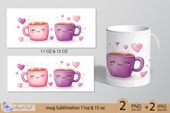 Valentines day mug Sublimation|hearts mug warp 11oz 15oz Product Image 2