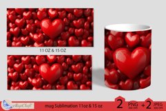 Valentines day mug Sublimation| red hearts mug 11oz 15oz Product Image 2