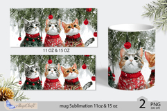 Cute cats mug wrap Sublimation| Christmas cats mug wrap Product Image 2