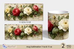 Roses mug Sublimation|flowers mug 11oz 15oz| Flora mug png Product Image 2
