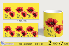 Red Poppies mug Sublimation|flowers mug 11oz 15oz| Flora mug Product Image 2