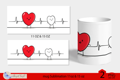 Valentines day mug wrap|red heart mug wrap heart beat line Product Image 2