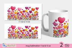 Valentines day mug Sublimation|hearts mug warp 11oz 15oz Product Image 2