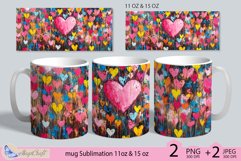 Valentines day mug Sublimation|hearts mug warp 11oz 15oz Product Image 1