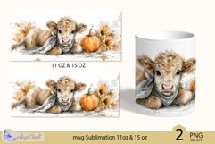 Thanksgiving cow mug Sublimation|Pumpkin mug 11oz 15oz calf Product Image 2