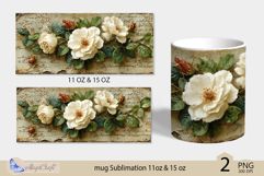 Roses mug Sublimation|flowers mug 11oz 15oz| Flora mug png Product Image 2