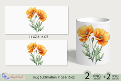 Yellow Poppies mug Sublimation|flowers mug 11oz 15oz| Flora Product Image 2