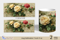 Roses mug Sublimation|flowers mug 11oz 15oz| Flora mug png Product Image 2