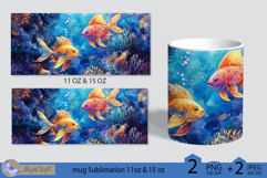 Fish Mug Wrap Sublimation|Mug Wrap sea | sea of seagulls Mug Product Image 2