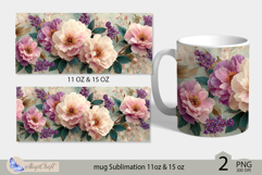 Beige roses mug Sublimation|flowers mug 11oz 15oz| Flora mug Product Image 2