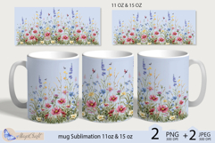 Wildflowers mug Sublimation|flowers mug 11oz 15oz| Flora mug Product Image 1