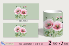 Pink Poppies mug Sublimation|flowers mug 11oz 15oz| Flora Product Image 2