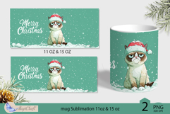 Grumpy cat mug wrap Sublimation|Merry Christmas cat mug wrap Product Image 2