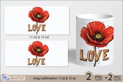 LOVE mug wrap Sublimation| white mug 11oz 15oz decor| poppy Product Image 2