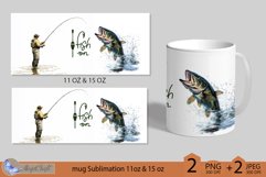 Fish On mug Sublimation| fisherman mug wrap 11 15oz fishing Product Image 2
