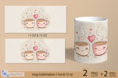 Valentines day mug Sublimation|hearts mug warp 11oz 15oz Product Image 2