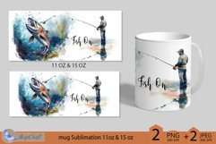 Fish On mug Sublimation| fisherman mug wrap 11 15oz fishing Product Image 2