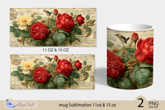 Roses mug Sublimation|flowers mug 11oz 15oz| Flora mug png Product Image 2
