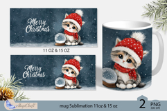 Cute cat mug wrap Sublimation|Merry Christmas cat mug wrap Product Image 2