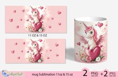 Unicorn mug wrap Sublimation|Unicorn mug hearts 11oz 15oz Product Image 2