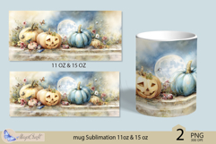 Halloween mug Sublimation|Pumpkin mug 11oz 15oz|flowers Product Image 2