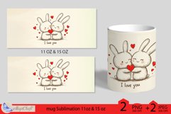 I LOVE you mug wrap Sublimation|bunnies mug 11oz 15oz hearts Product Image 2