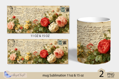Roses mug Sublimation|flowers mug 11oz 15oz| Flora mug png Product Image 2