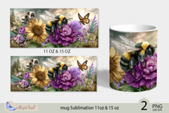 Sunflowers mug Sublimation|flowers mug 11oz 15oz| Flora| bee Product Image 2