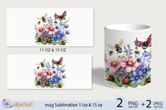 Mug wrap Sublimation|flowers mug 11oz 15oz| wildflowers mug Product Image 2