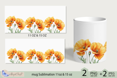 Yellow Poppies mug Sublimation|flowers mug 11oz 15oz| Flora Product Image 2