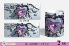 Valentines day mug Sublimation|pink crystals heart mug wrap Product Image 2