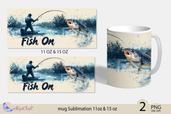 Fish On mug Sublimation|fisherman mug wrap 11-15 oz fishing Product Image 2